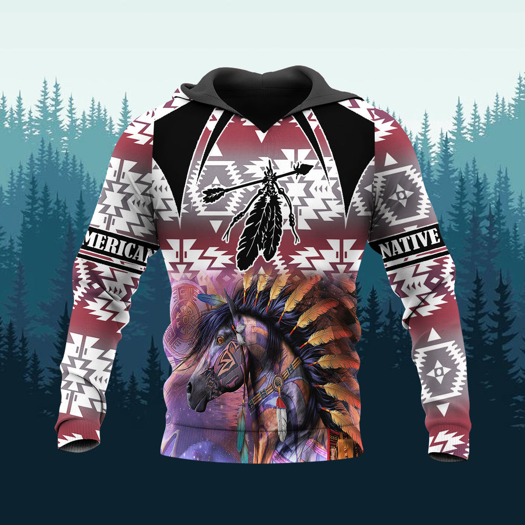 HD251106M12 Horse Native American 3D Hoodie