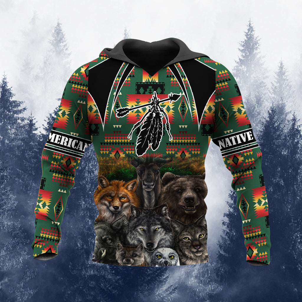 HD251110M01 Animals Native American 3D Hoodie