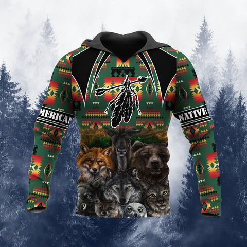 HD251110M01 Animals Native American 3D Hoodie