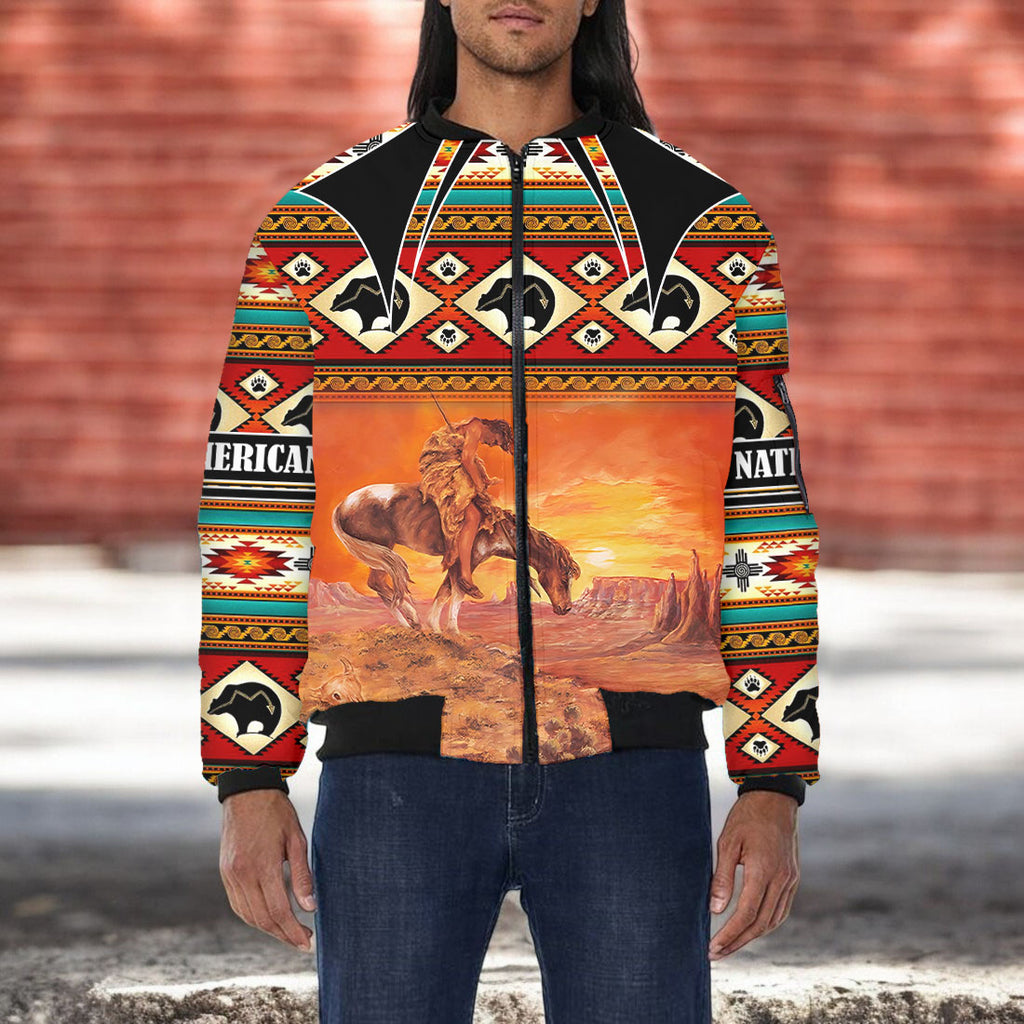 HD251110M05 Native American Bomber Jacket With Sleeve Pocket