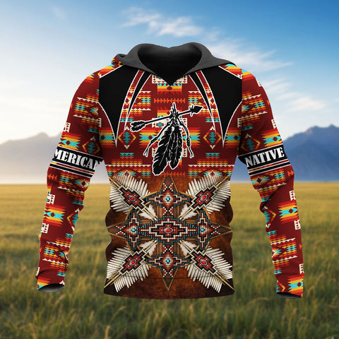 HD251110M10 Feather Native American 3D Hoodie
