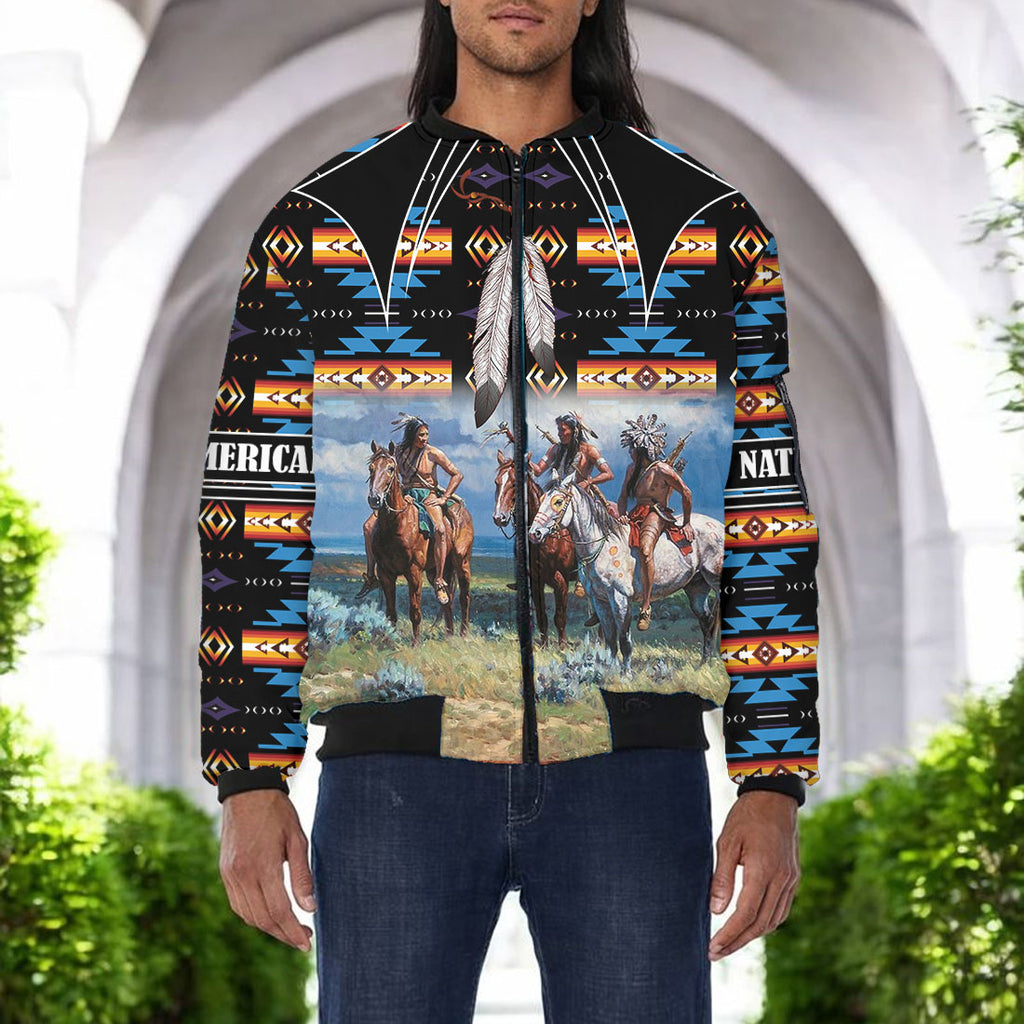 HD251110M15 Native American Bomber Jacket With Sleeve Pocket