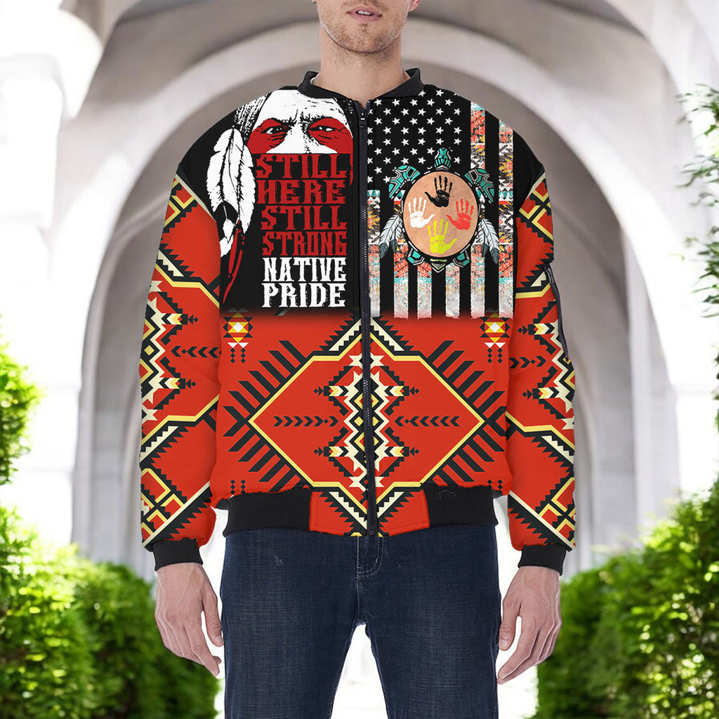 HD251111M02 Native American Bomber Jacket With Sleeve Pocket