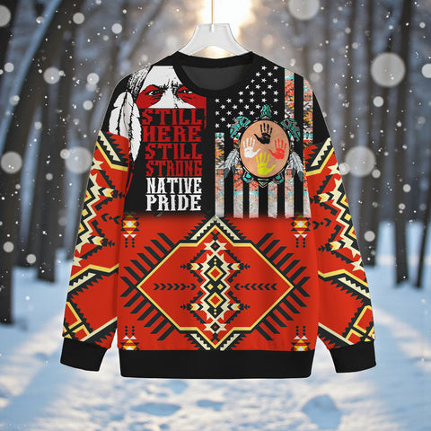 HD251111M02 Native American Unisex Drop-shoulder Knitted Fleece Sweater