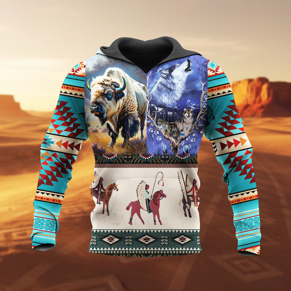 HD251111M07 Chief and Animals Native American 3D Hoodie