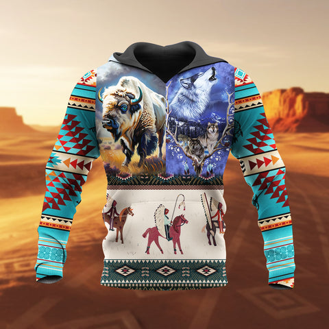 HD251111M07 Chief and Animals Native American 3D Hoodie