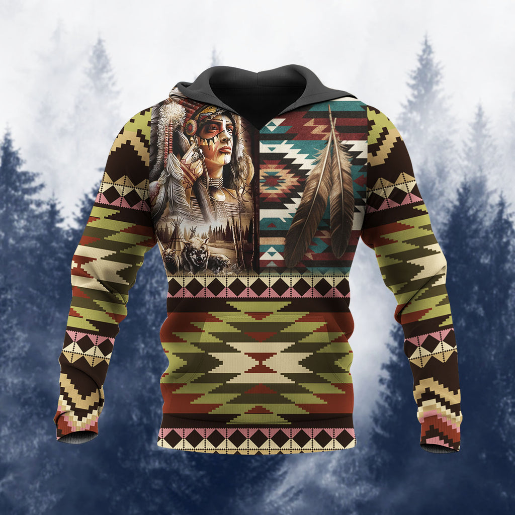HD251111M11 Chief Feather Native American 3D Hoodie