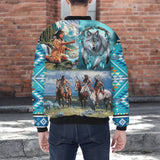 HD251111M14 Native American Bomber Jacket With Sleeve Pocket