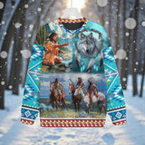 HD251111M14 Native American Unisex Drop-shoulder Knitted Fleece Sweater