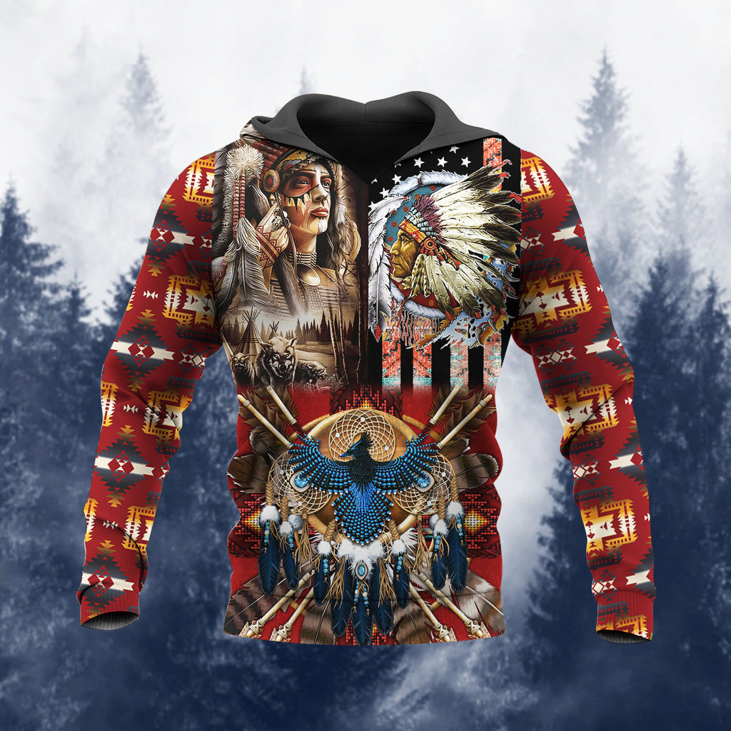 HD251113M02 Falcon and Chief Native American 3D Hoodie