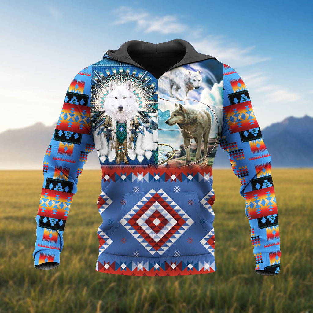 HD251113M07 Wolf Dreamcatcher Feather Native American 3D Hoodie