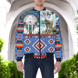 HD251113M07 Wolf Native American Bomber Jacket With Sleeve Pocket