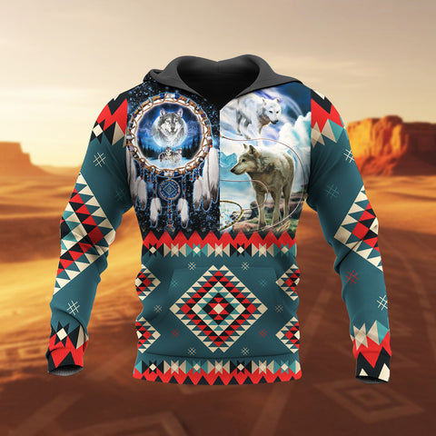 HD251113M11 Wolf Native American 3D Hoodie