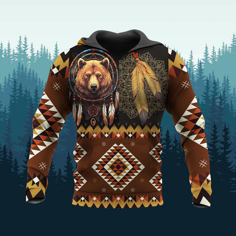 HD251113M15 Bear Native American 3D Hoodie
