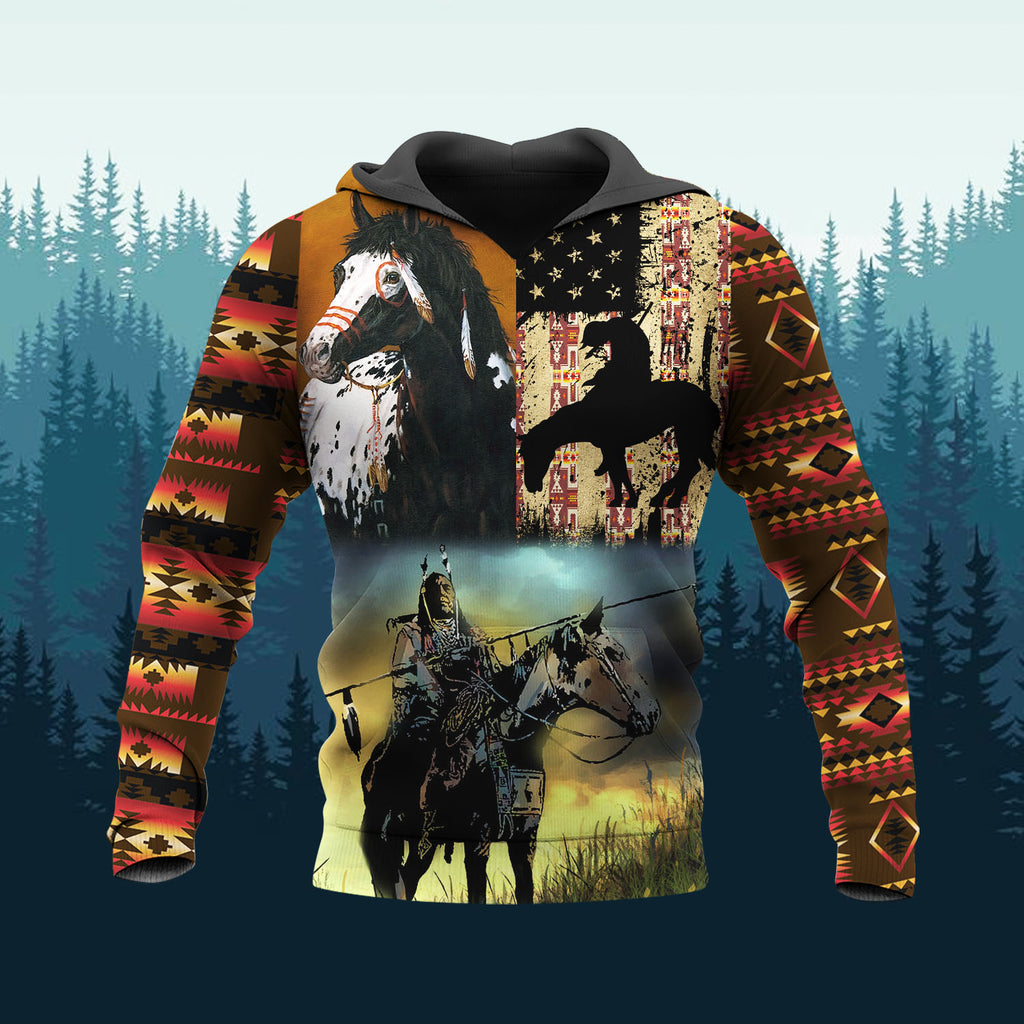 HD251113M16 Chief and Horse Native American 3D Hoodie