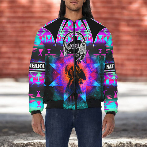 HD251114M07 Trail of Tears Native American Bomber Jacket With Sleeve Pocket