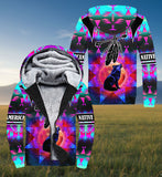 HD251114M08 Wolf Native American 3D Fleece Hoodie