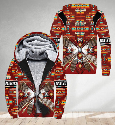 HD251117M03 Feather Native American 3D Fleece Hoodie