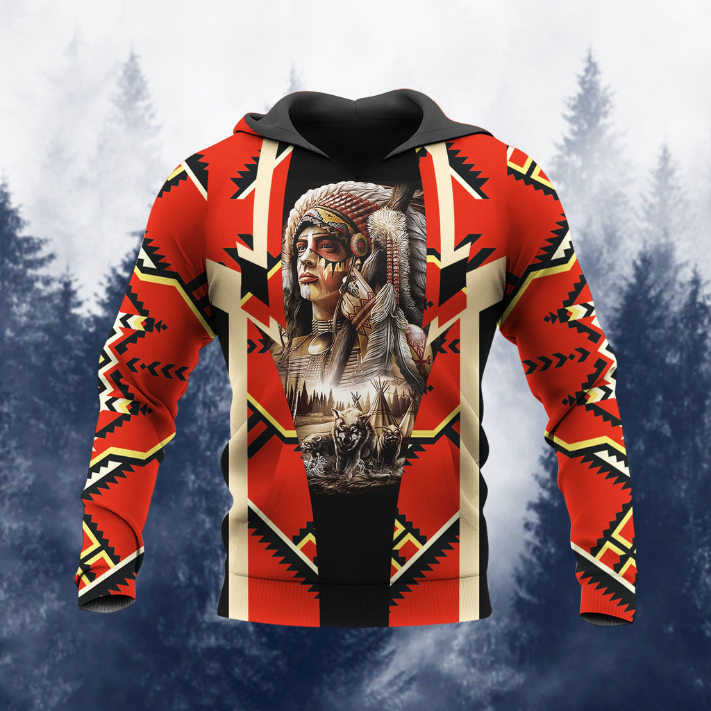 HD260107M04 Chief Native American Pride 3D Hoodie