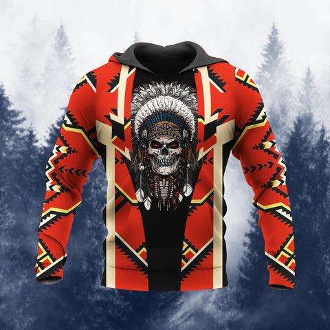HD260107M13 Skull Native American Pride 3D Hoodie
