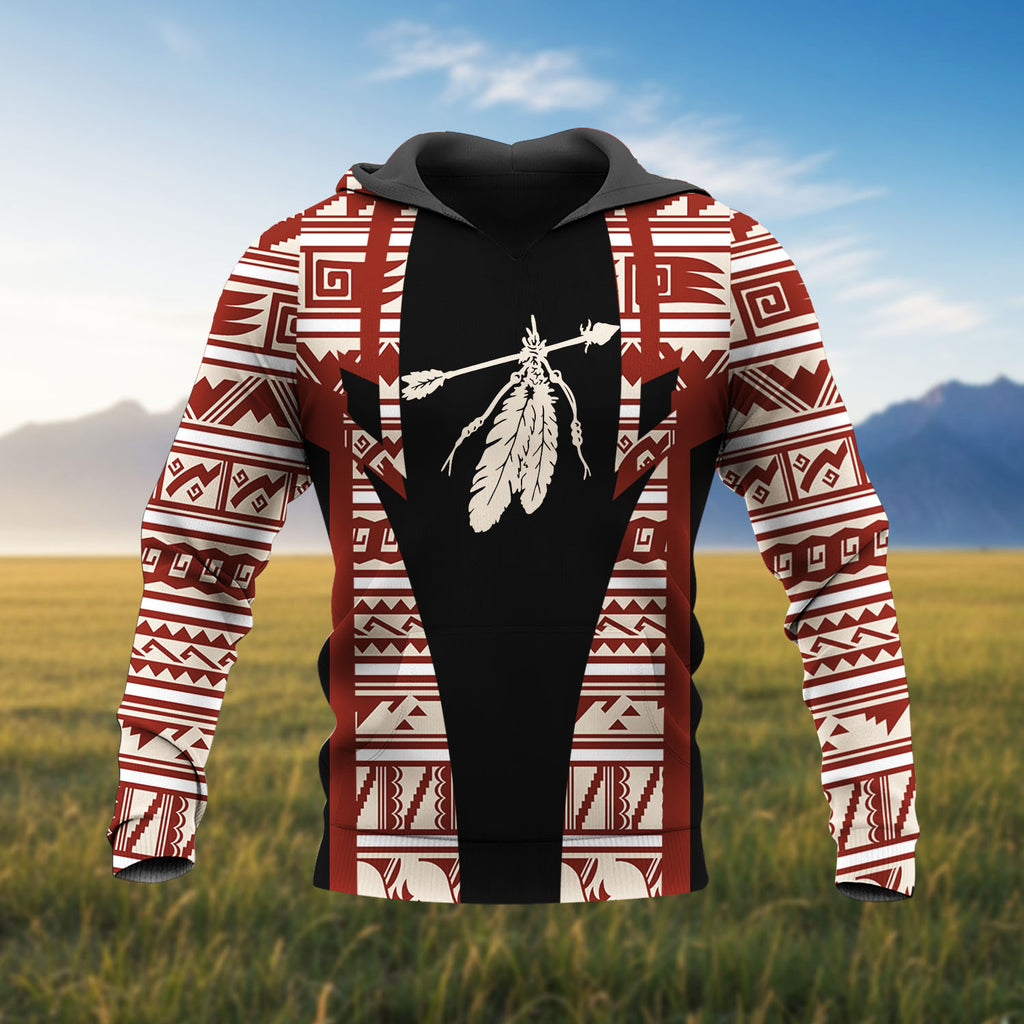 HD260107M18 Feather Native American Pride 3D Hoodie