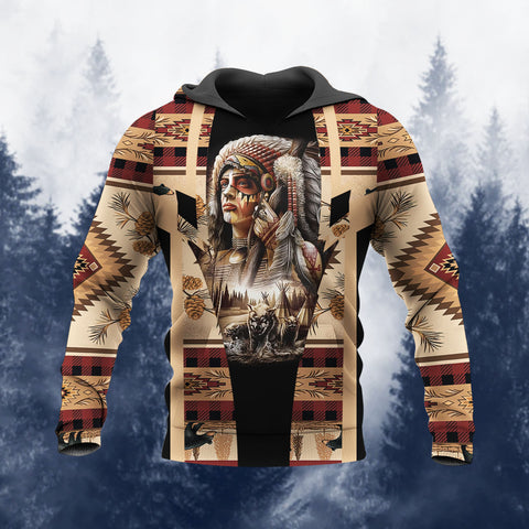 HD260107M19 Chief Native American Pride 3D Hoodie