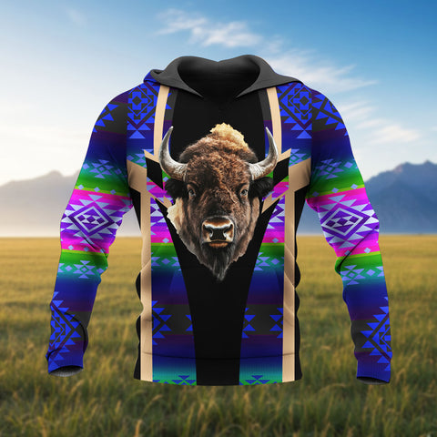 HD260108M01 Bison Native American Pride 3D Hoodie