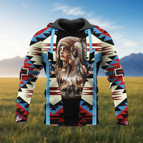 HD260108M08 Chief Native American Pride 3D Hoodie