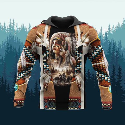 HD260108M13 Chief Native American Pride 3D Hoodie