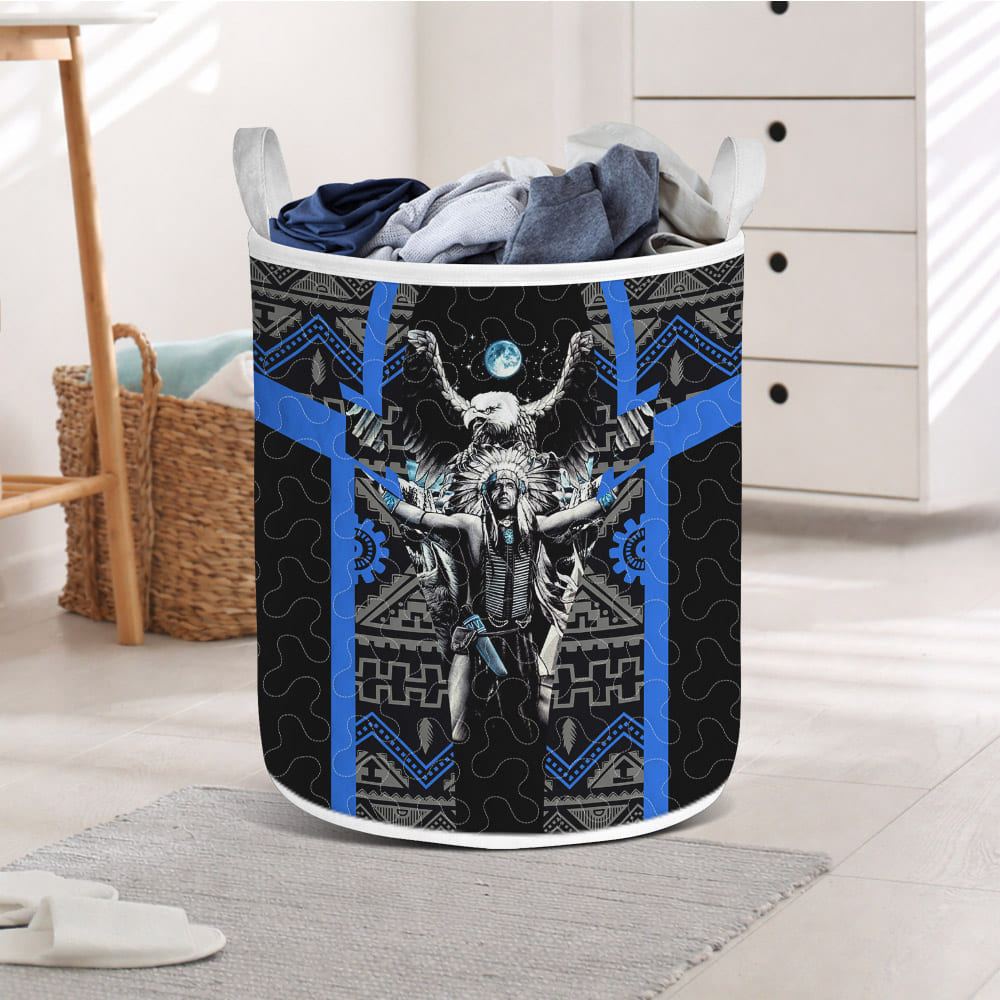 HD260108M14 Chief Native American Quilted Laundry Basket