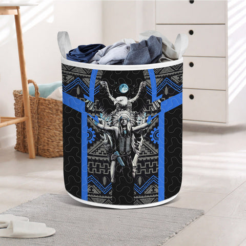 HD260108M14 Chief Native American Quilted Laundry Basket