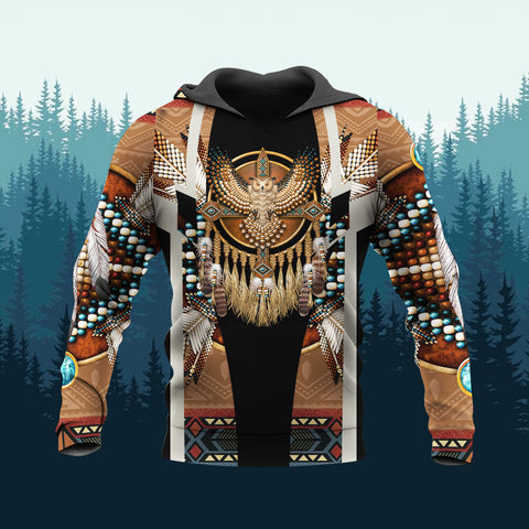 HD260108M19 Owl Native American Pride 3D Hoodie
