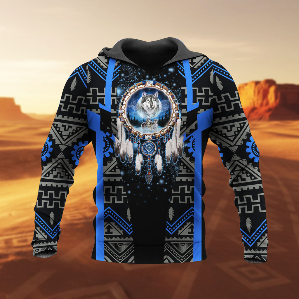 HD260108M20 Wolf Dreamcatcher Native American Pride 3D Hoodie