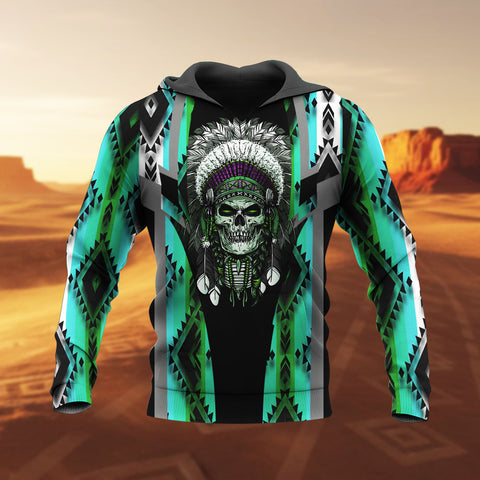 HD260109M02 Skull Native American Pride 3D Hoodie