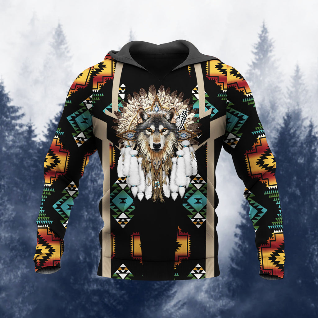 HD260109M04 Wolf Native American Pride 3D Hoodie