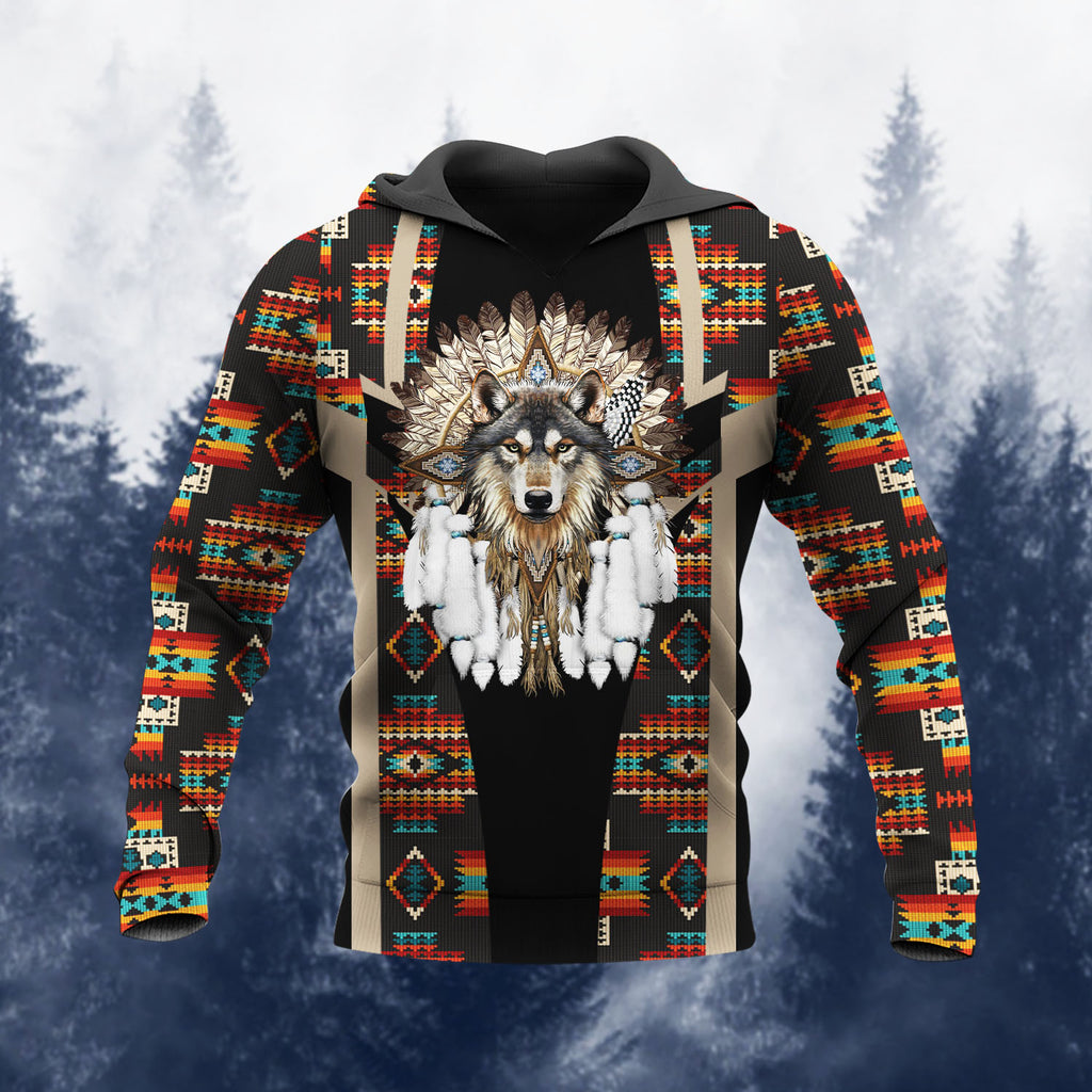 HD260109M05 Wolf Native American Pride 3D Hoodie