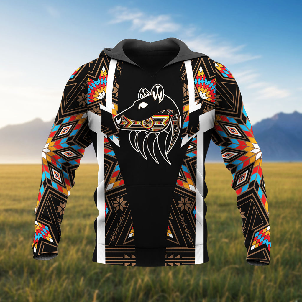 HD260109M09 Bear Native American Pride 3D Hoodie