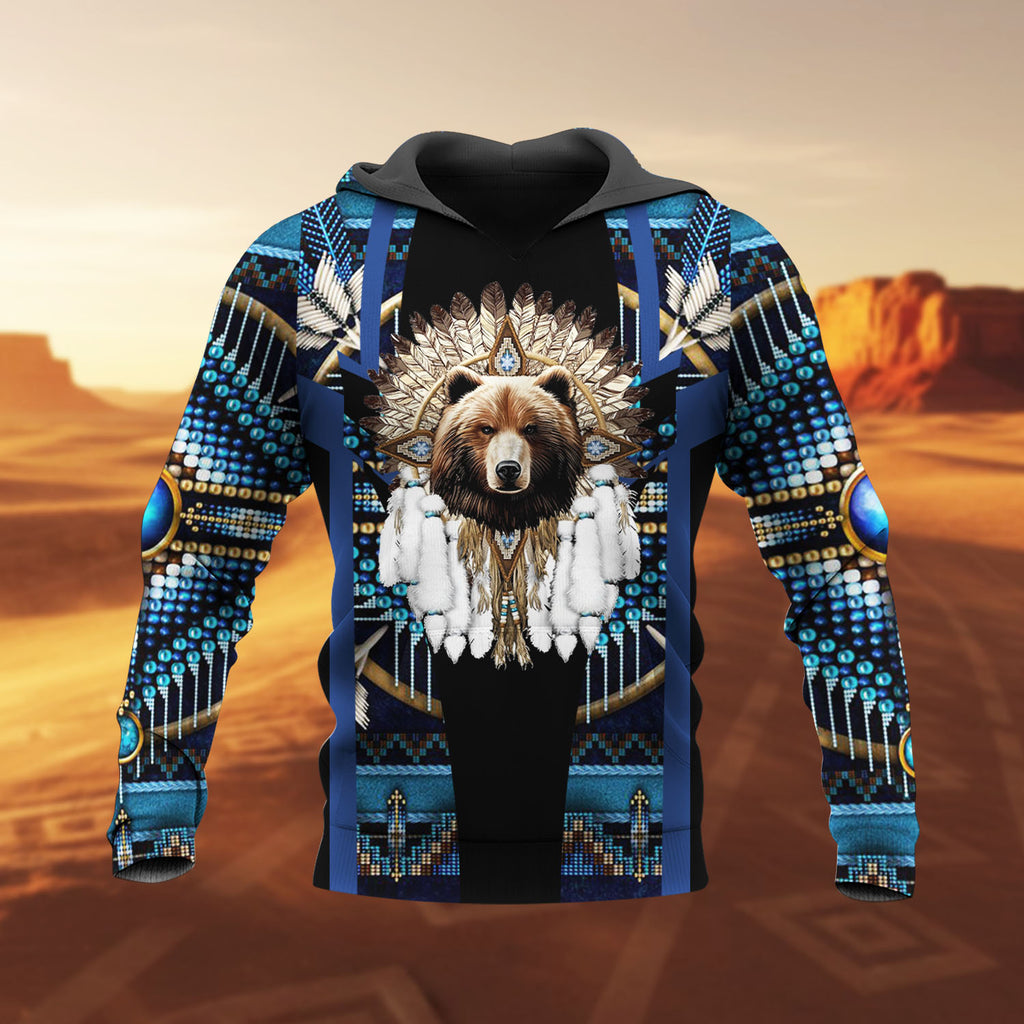 HD260109M19 Bear Native American Pride 3D Hoodie