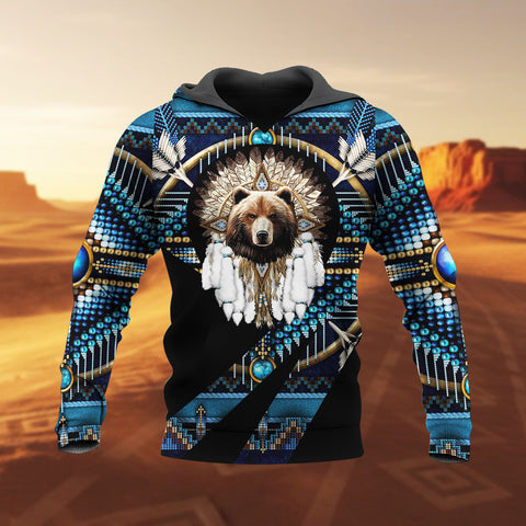 HD260112M01 Bear Chief Native American Pride 3D Hoodie
