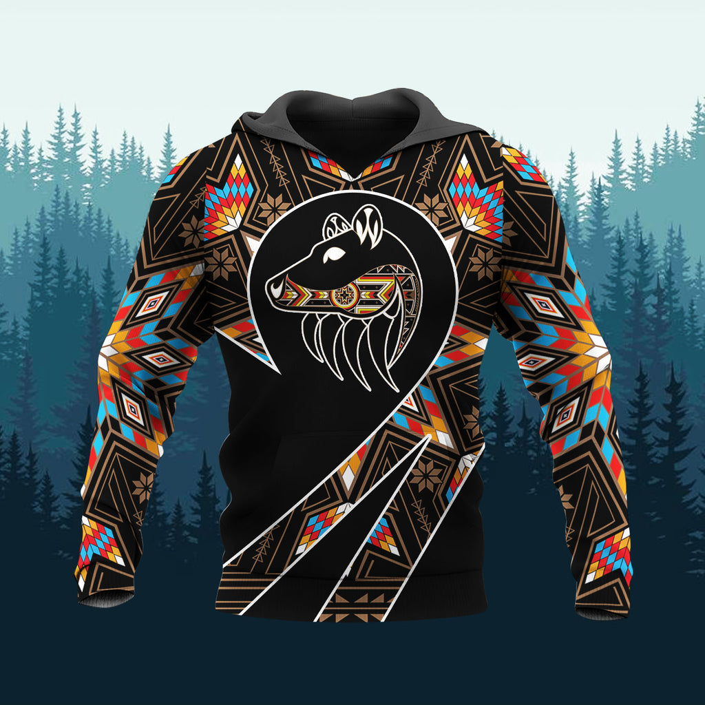 HD260112M03 Bear Native American Pride 3D Hoodie