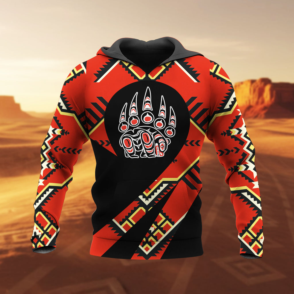 HD260112M04 Bear Native American Pride 3D Hoodie
