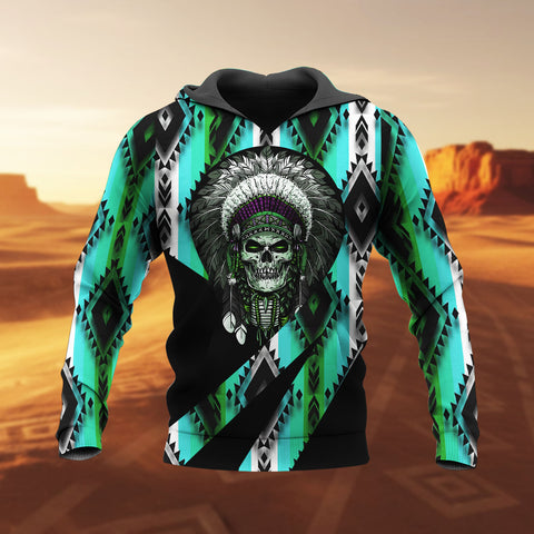 HD260112M07 Skull Native American Pride 3D Hoodie