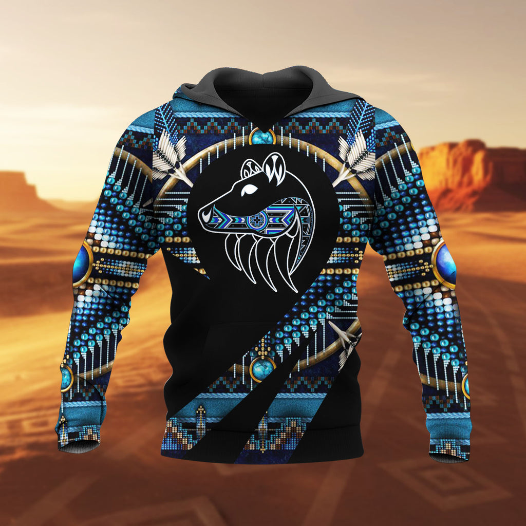HD260112M08 Bear Native American Pride 3D Hoodie