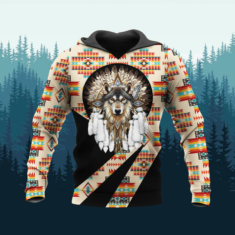 HD260112M20 Wolf Native American Pride 3D Hoodie