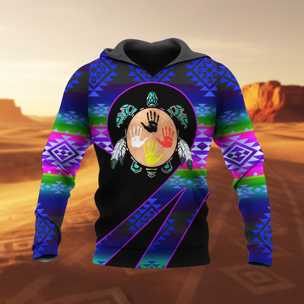 HD260113M03 Turtle Native American Pride 3D Hoodie