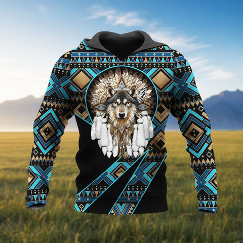 HD260113M05 Wolf Native American Pride 3D Hoodie