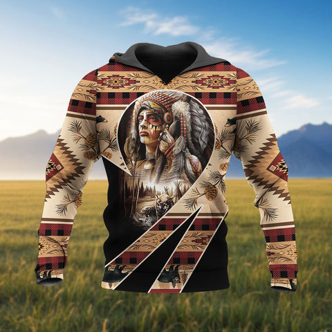 HD260113M09 Chief Native American Pride 3D Hoodie