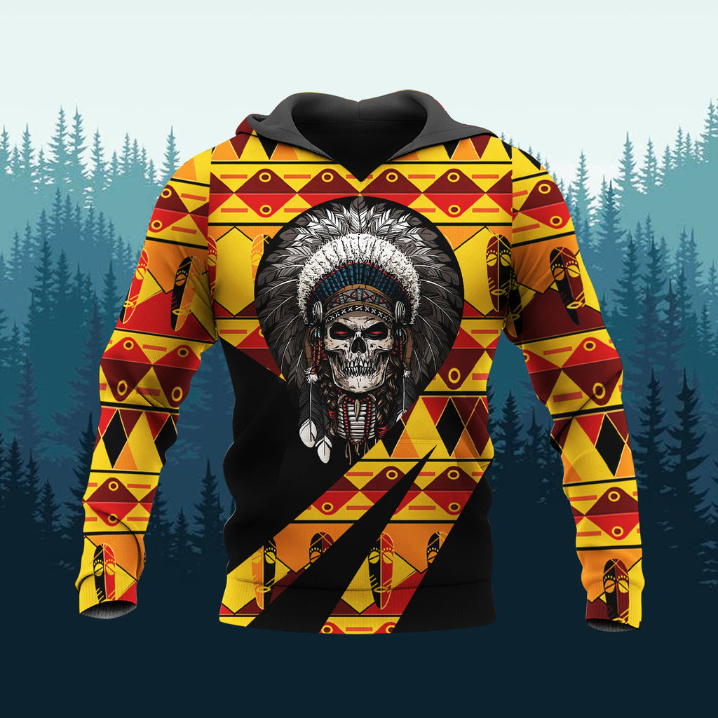 HD260113M10 Skull Chief Native American Pride 3D Hoodie
