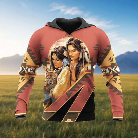 HD260113M17 Baby Wolf Native American Pride 3D Hoodie