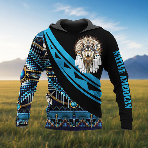 HD260119M05 Wolf Chief Native American Pride 3D Hoodie